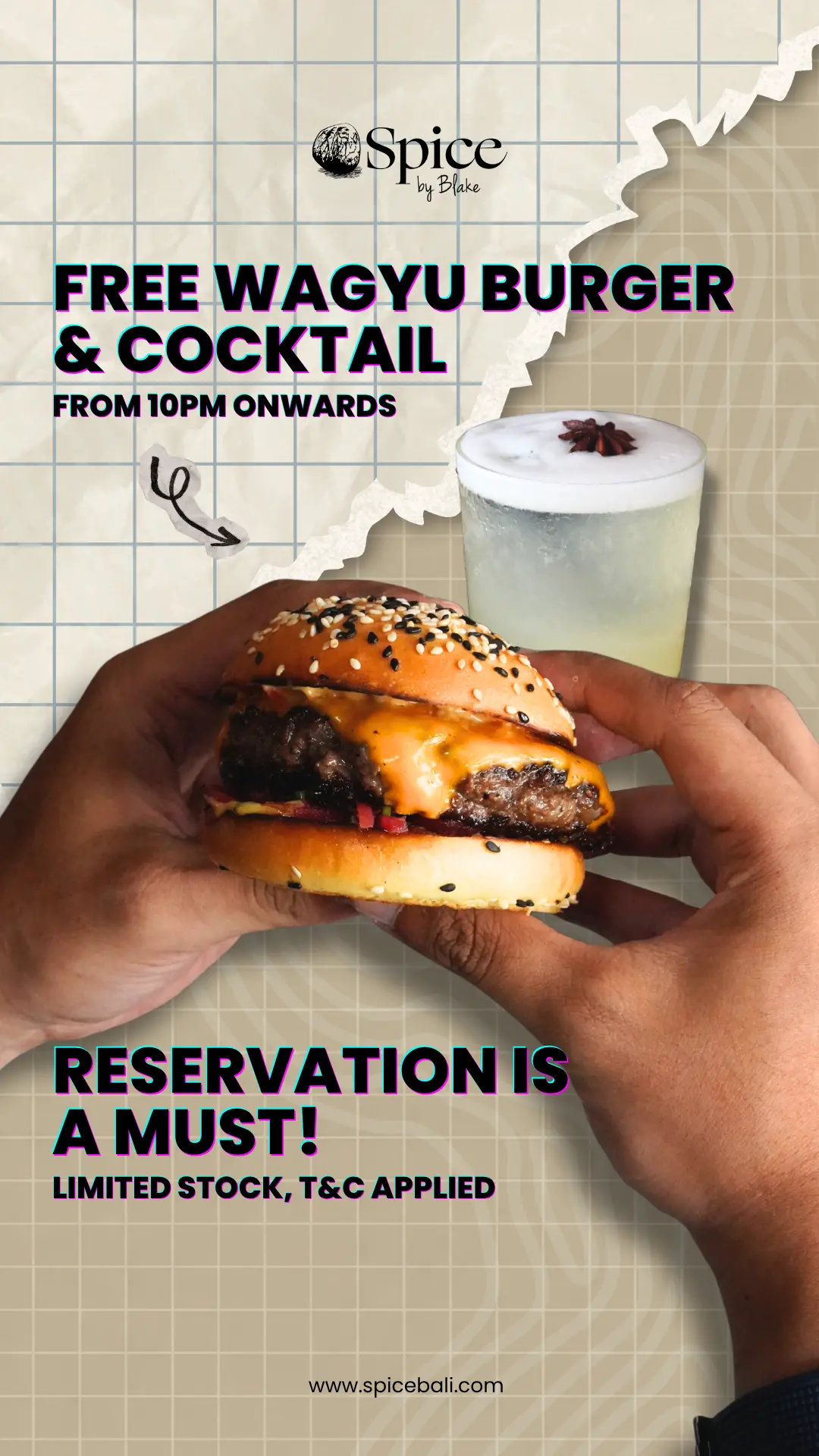 Get free wagyu burger at Spice by Blake